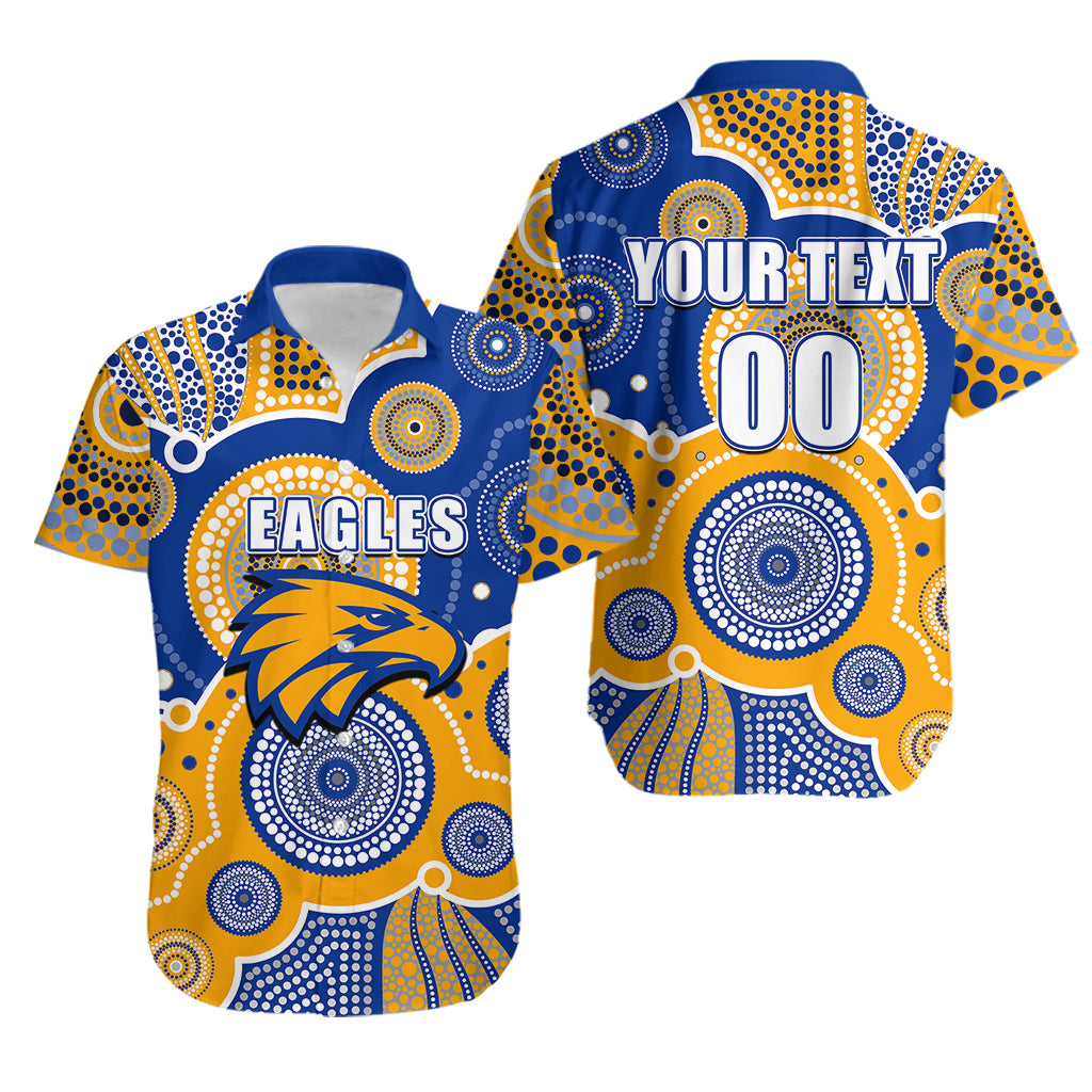 (Custom Personalised And Number) Eagles AFL Hawaiian Shirt Aboriginal Patterns - Vibe Hoodie Shop
