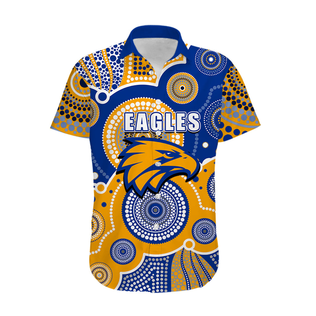 (Custom Personalised And Number) Eagles AFL Hawaiian Shirt Aboriginal Patterns - Vibe Hoodie Shop