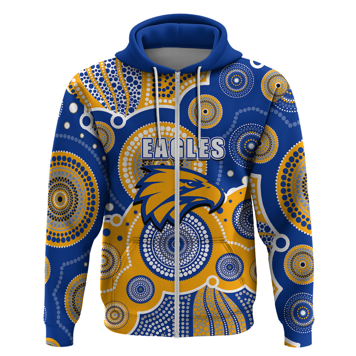 (Custom Personalised And Number) Eagles AFL Hoodie Aboriginal Patterns LT6 - Vibe Hoodie Shop