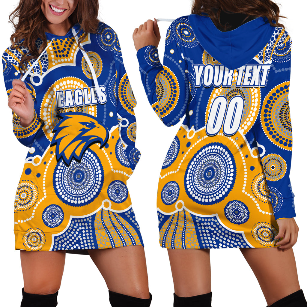 (Custom Personalised And Number) Eagles AFL Hoodie Dress Aboriginal Patterns - Vibe Hoodie Shop