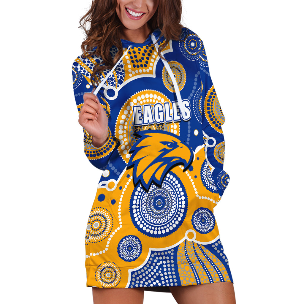 (Custom Personalised And Number) Eagles AFL Hoodie Dress Aboriginal Patterns - Vibe Hoodie Shop