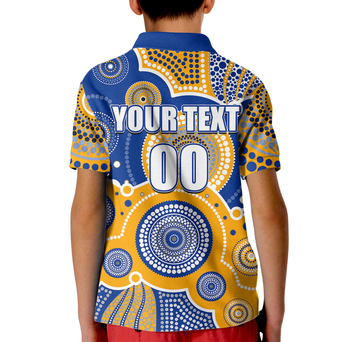 (Custom Personalised And Number) Eagles AFL Kid Polo Shirt Aboriginal Patterns - Vibe Hoodie Shop