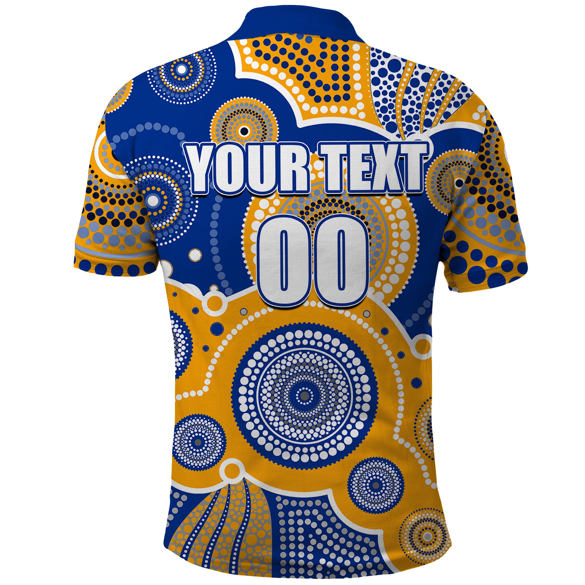 (Custom Personalised And Number) Eagles AFL Polo Shirt Aboriginal Patterns - Vibe Hoodie Shop