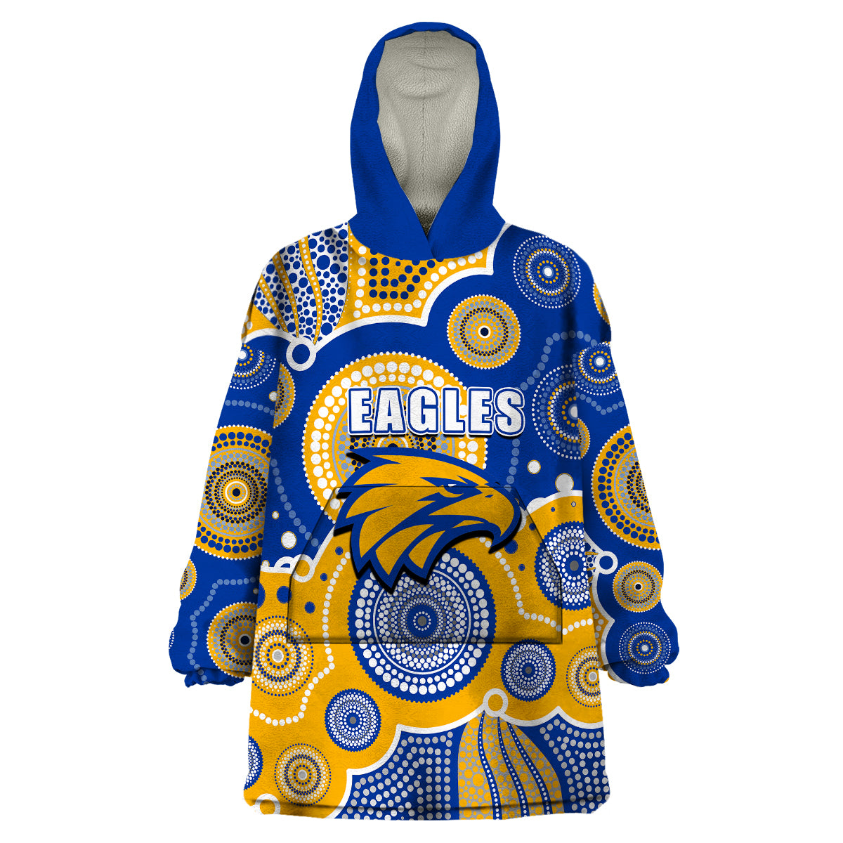 (Custom Personalised And Number) Eagles AFL Wearable Blanket Hoodie Aboriginal Patterns - Vibe Hoodie Shop