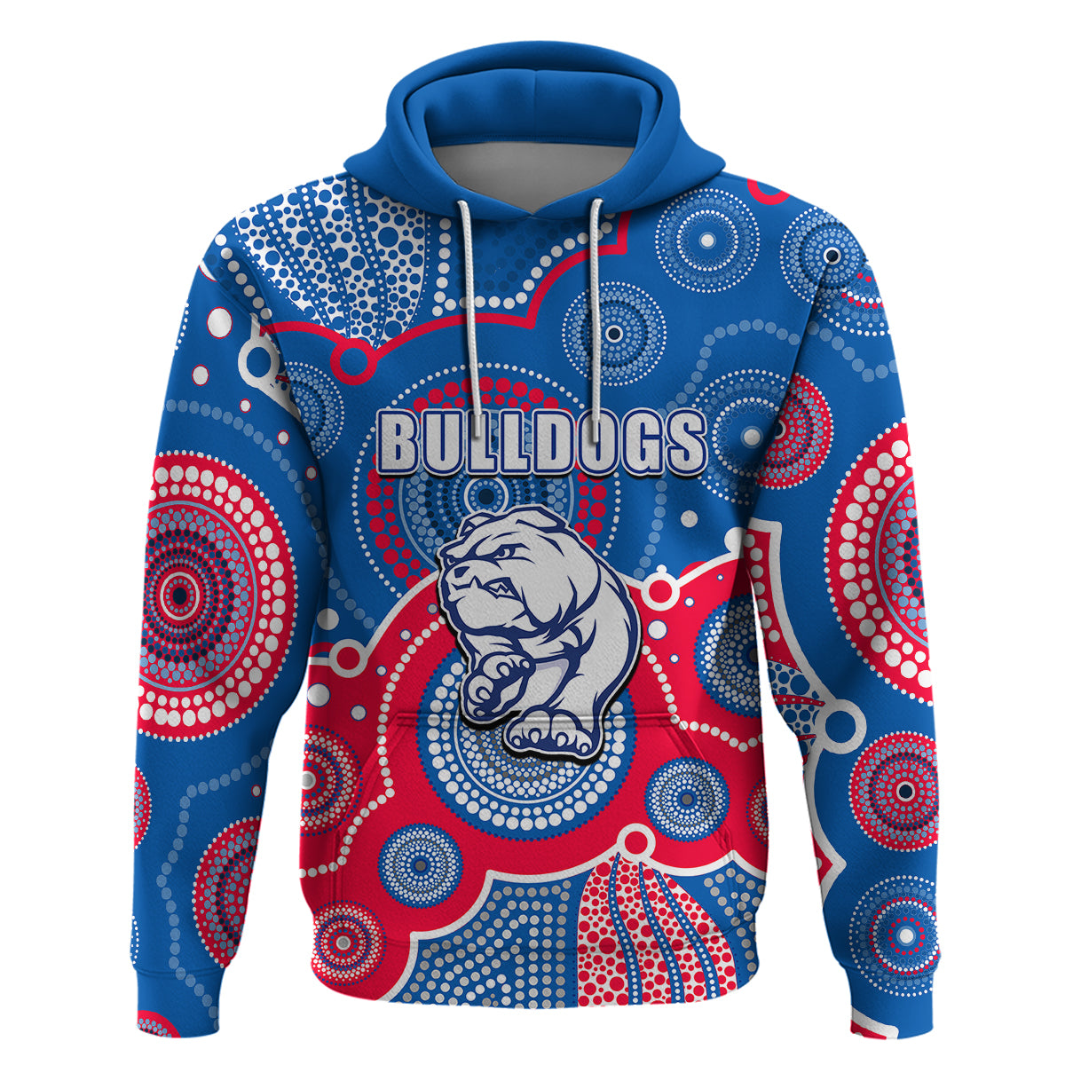 (Custom Personalised And Number) Bulldogs AFL Hoodie Aboriginal Patterns LT6 - Vibe Hoodie Shop