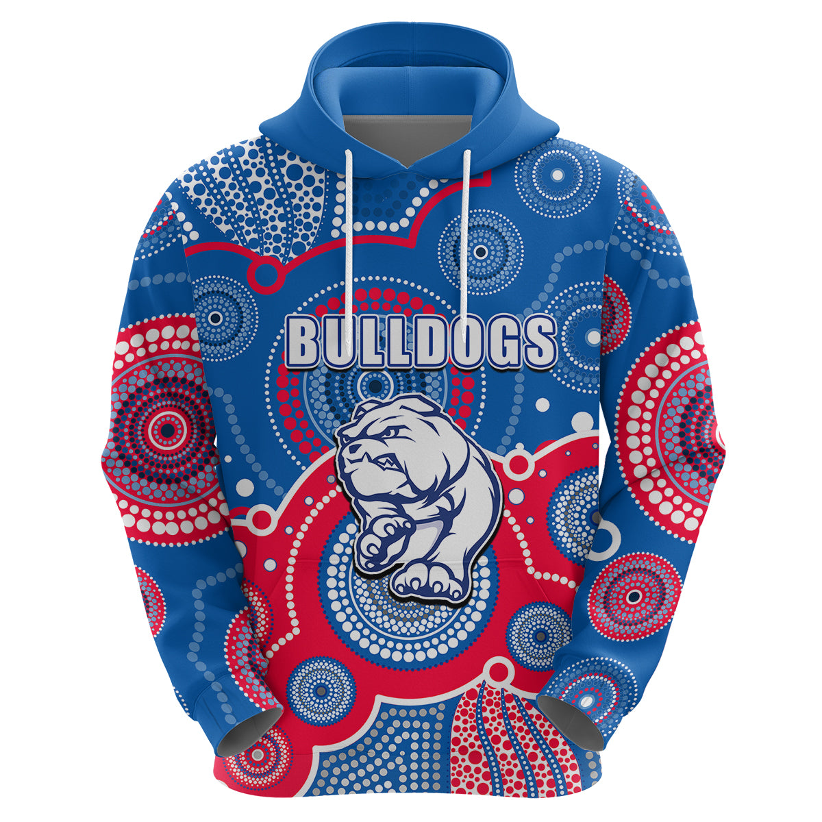 (Custom Personalised And Number) Bulldogs AFL Hoodie Aboriginal Patterns LT6 - Vibe Hoodie Shop