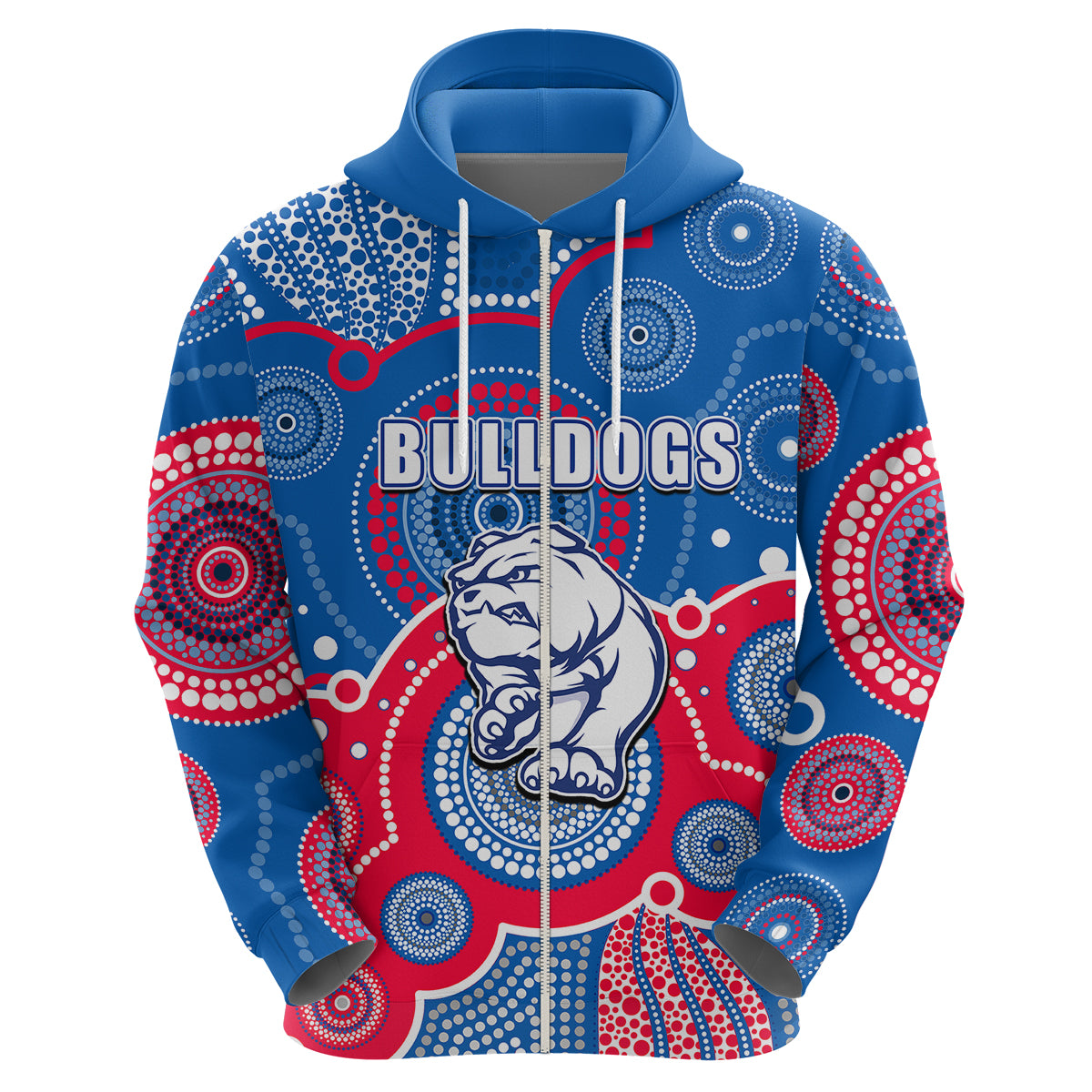 (Custom Personalised And Number) Bulldogs AFL Hoodie Aboriginal Patterns LT6 - Vibe Hoodie Shop