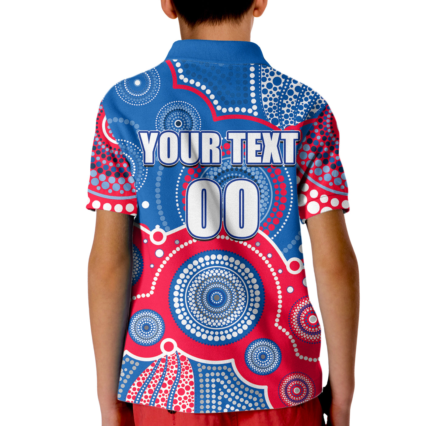 (Custom Personalised And Number) Bulldogs AFL Kid Polo Shirt Aboriginal Patterns - Vibe Hoodie Shop