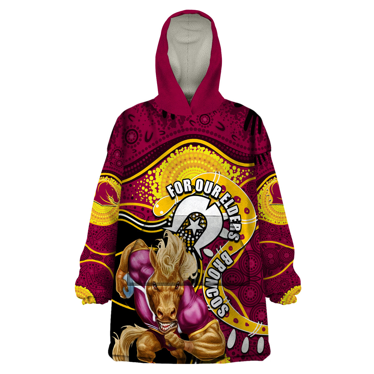 Broncos Mascot NRL Wearable Blanket Hoodie NAIDOC - Vibe Hoodie Shop