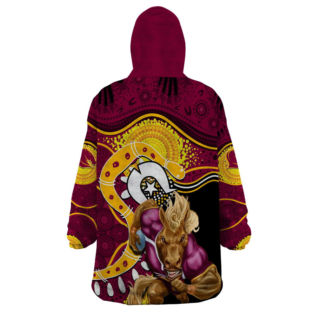 Broncos Mascot NRL Wearable Blanket Hoodie NAIDOC - Vibe Hoodie Shop