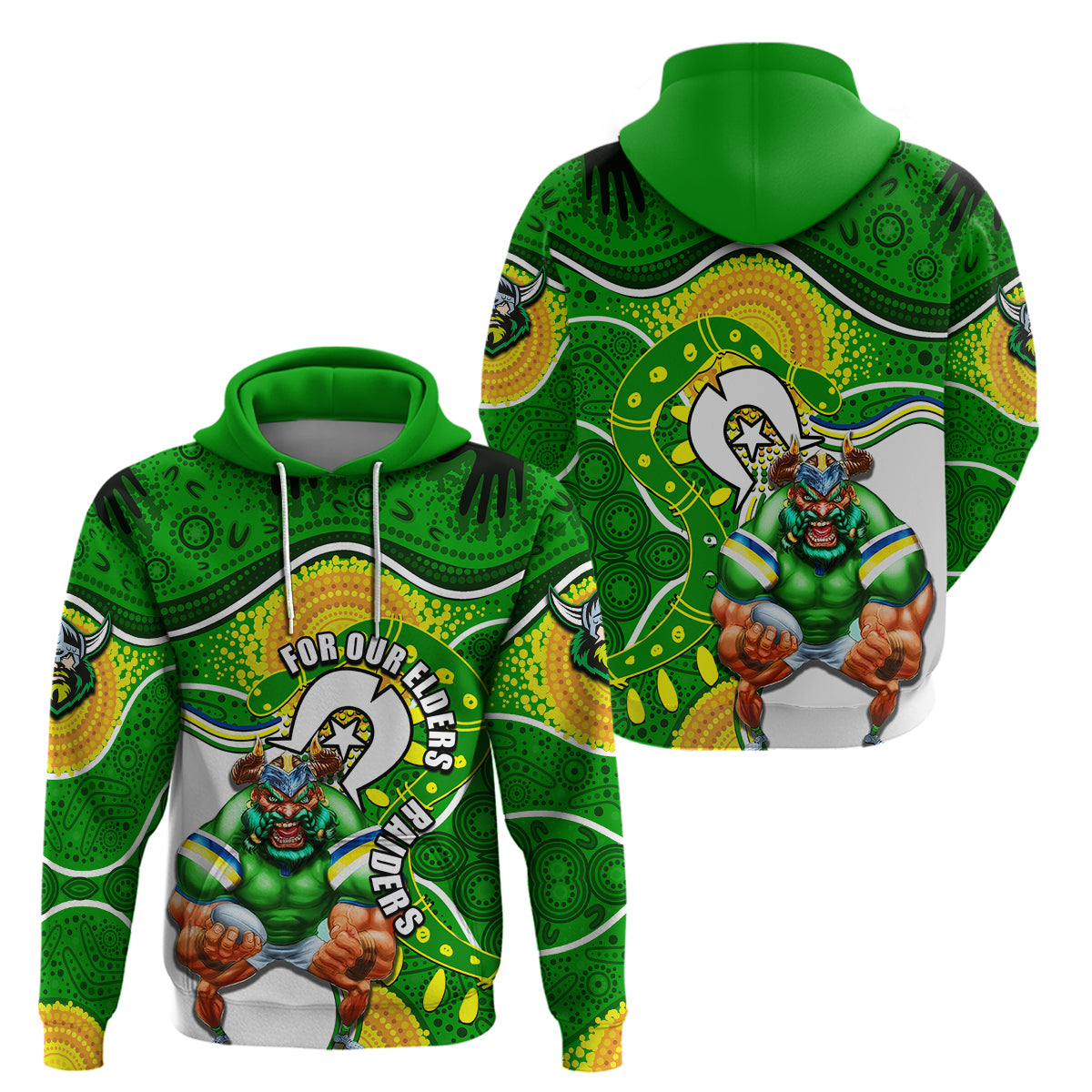 Raiders Mascot NRL Hoodie NAIDOC LT6 - Vibe Hoodie Shop