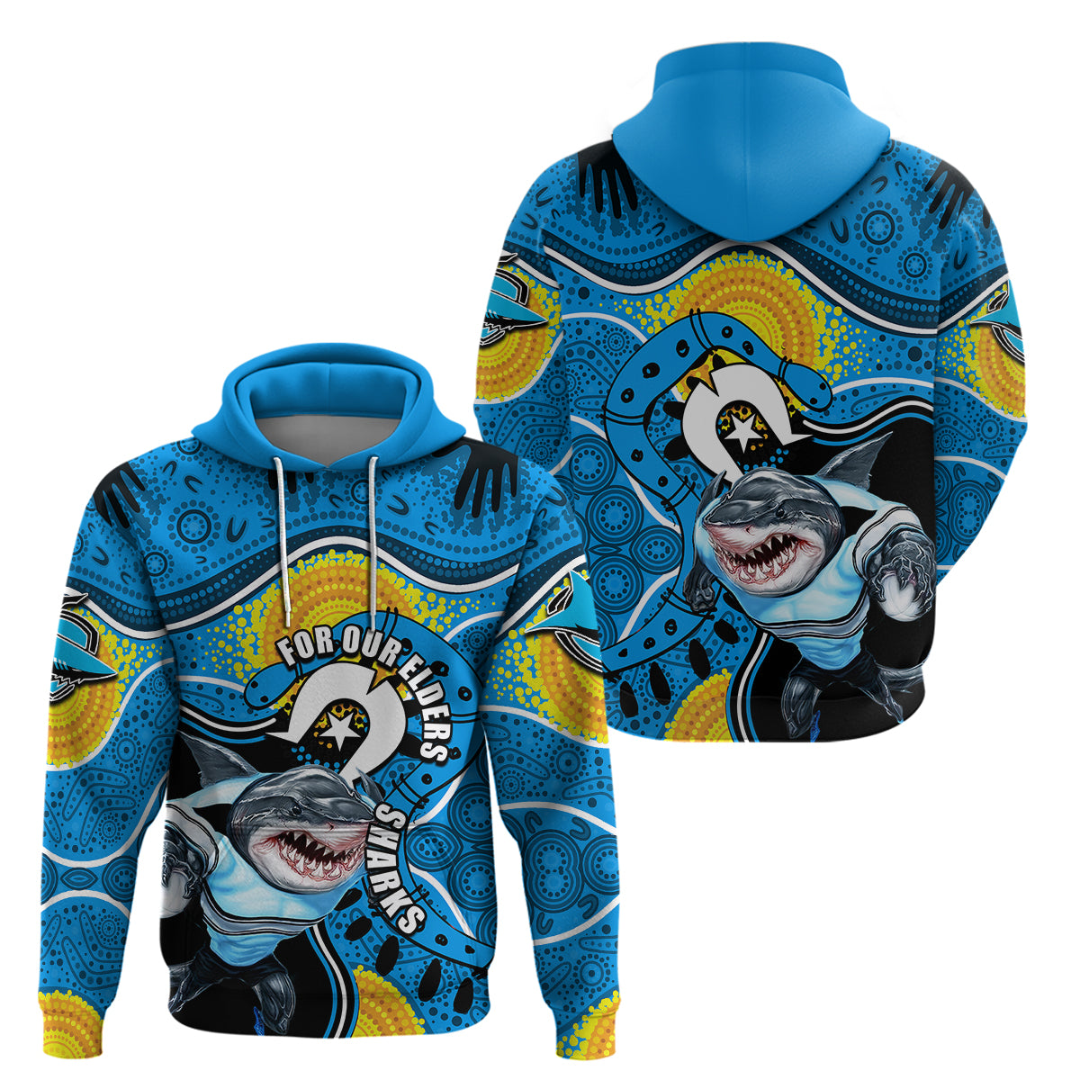 Sharks Mascot NRL Hoodie NAIDOC LT6 - Vibe Hoodie Shop