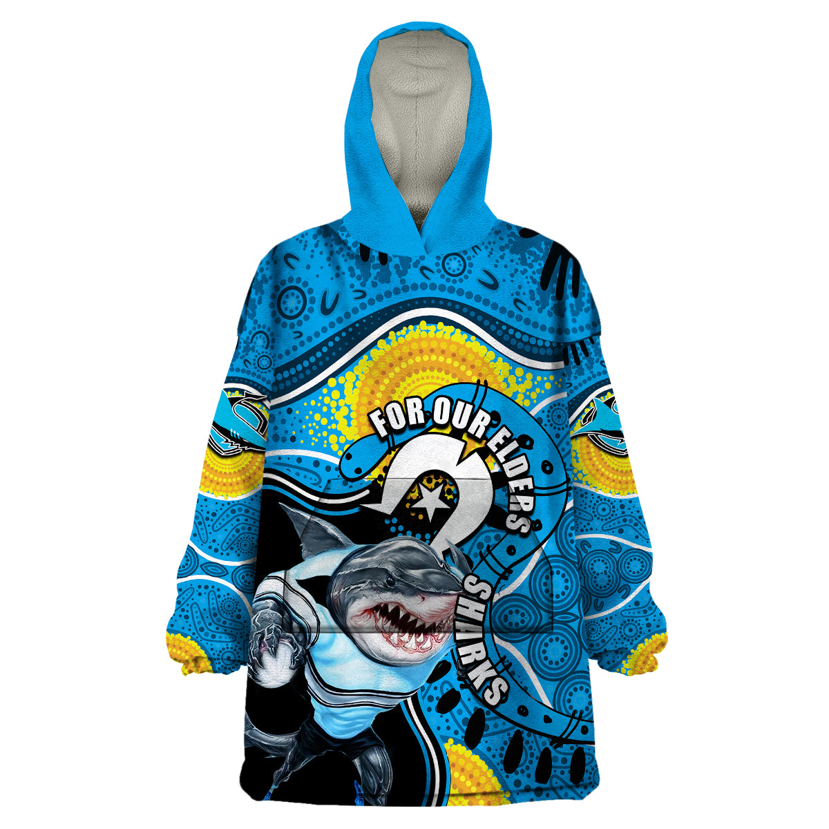 Sharks Mascot NRL Wearable Blanket Hoodie NAIDOC - Vibe Hoodie Shop