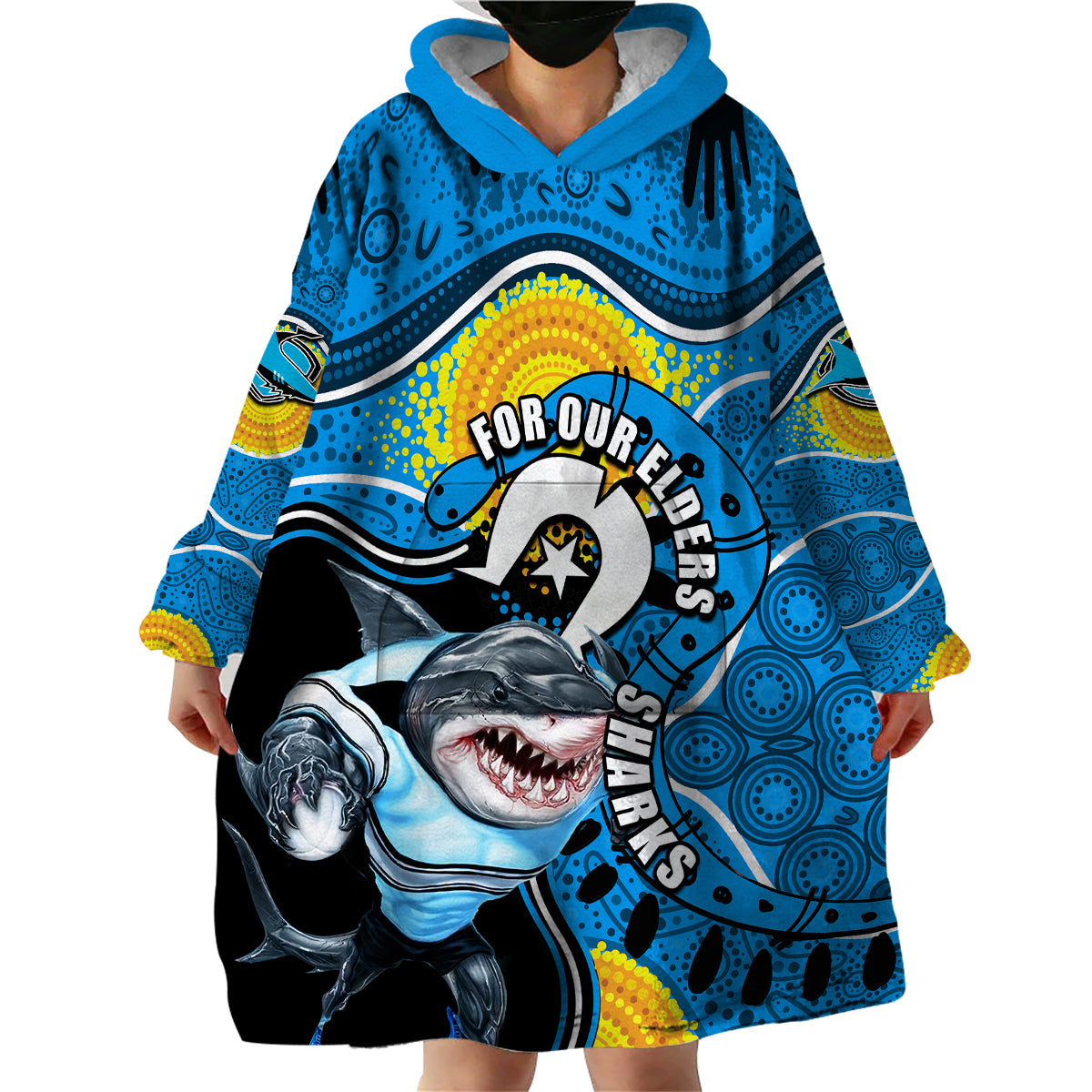 Sharks Mascot NRL Wearable Blanket Hoodie NAIDOC - Vibe Hoodie Shop