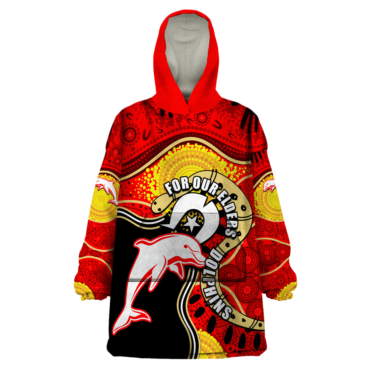 Dolphins Mascot NRL Wearable Blanket Hoodie NAIDOC - Vibe Hoodie Shop