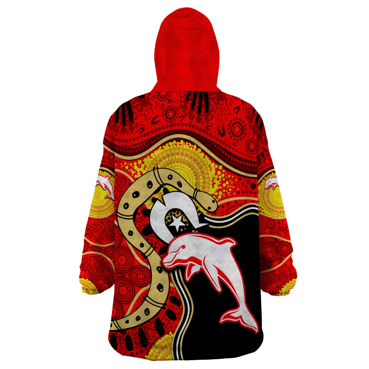 Dolphins Mascot NRL Wearable Blanket Hoodie NAIDOC - Vibe Hoodie Shop