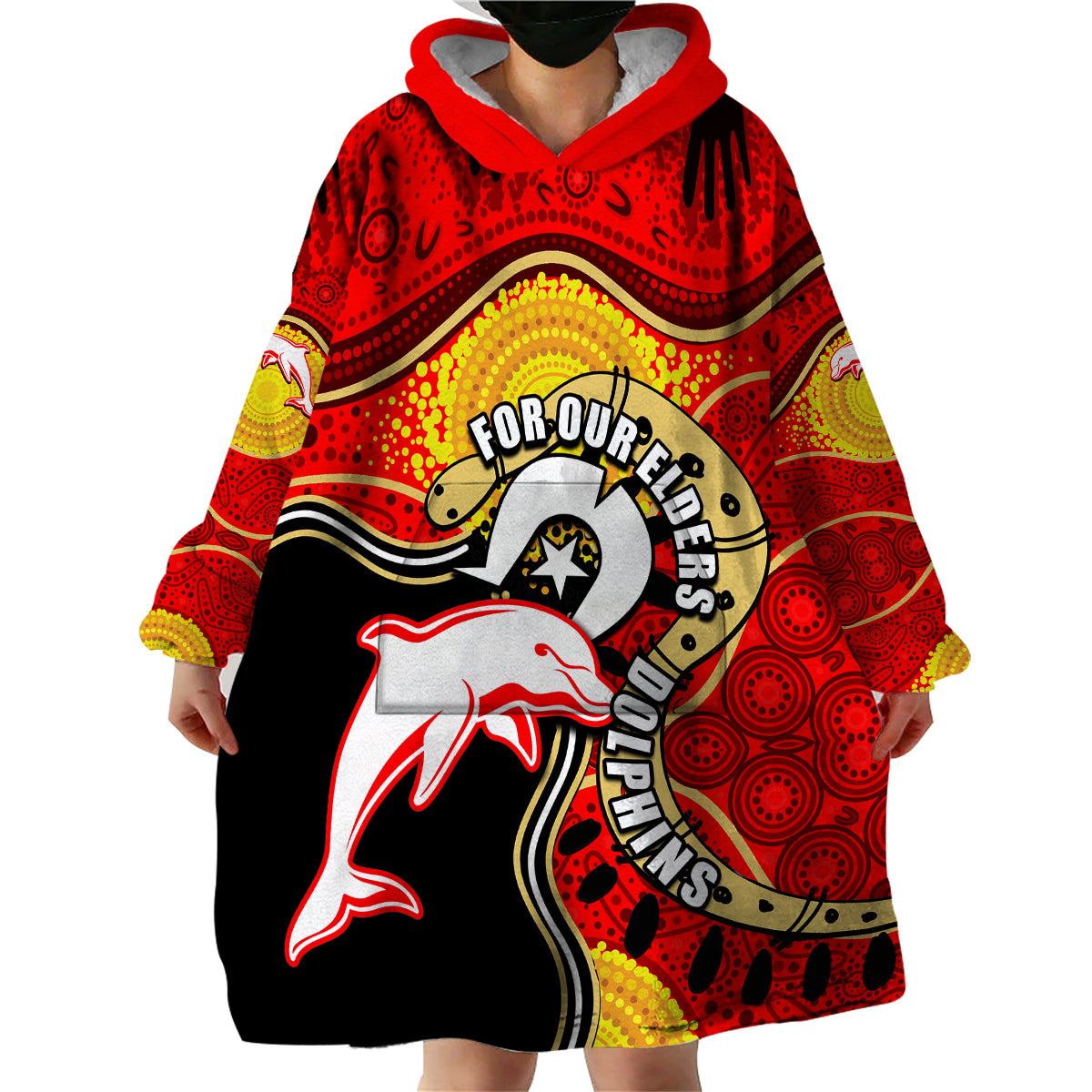 Dolphins Mascot NRL Wearable Blanket Hoodie NAIDOC - Vibe Hoodie Shop