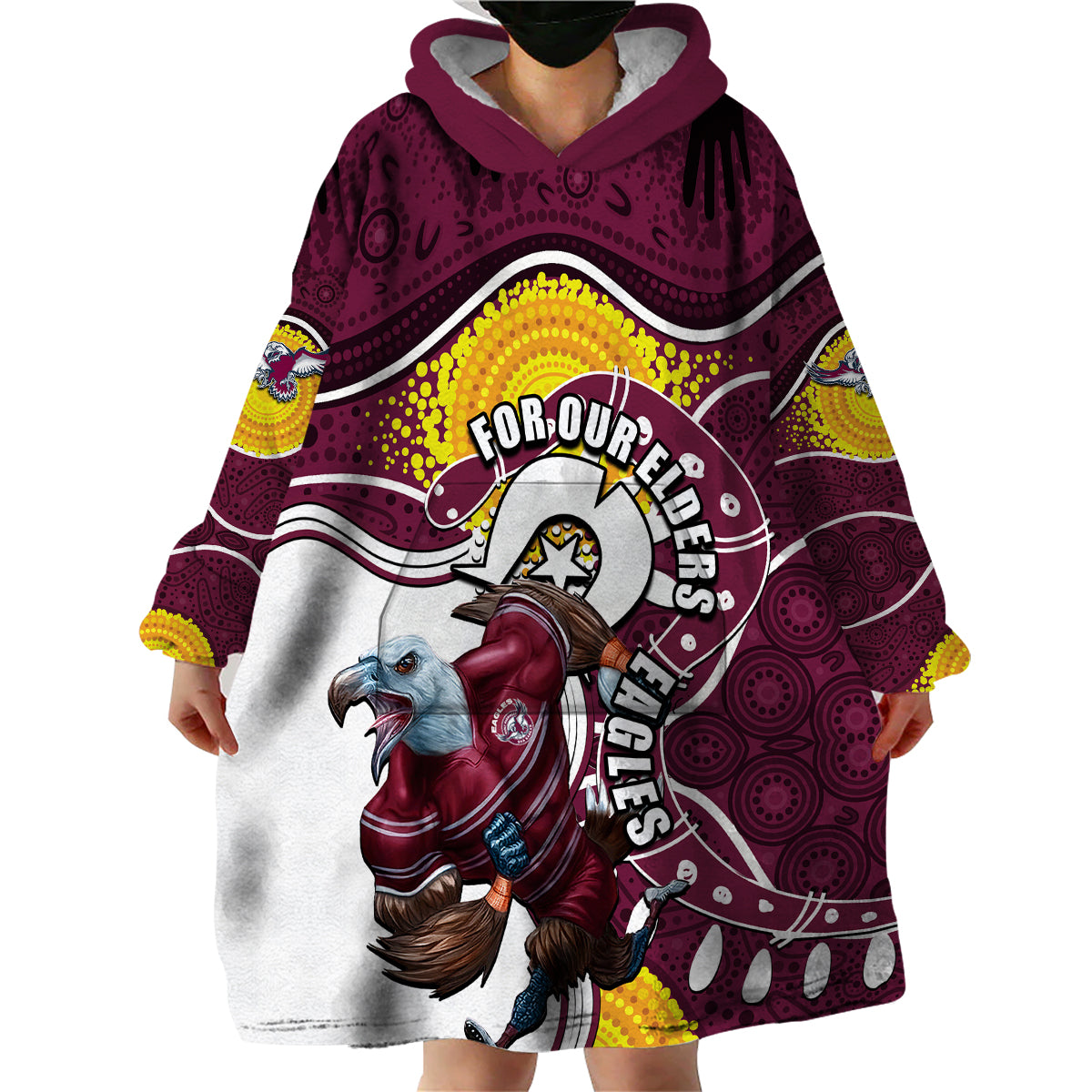 Sea Eagles Mascot NRL Wearable Blanket Hoodie NAIDOC - Vibe Hoodie Shop