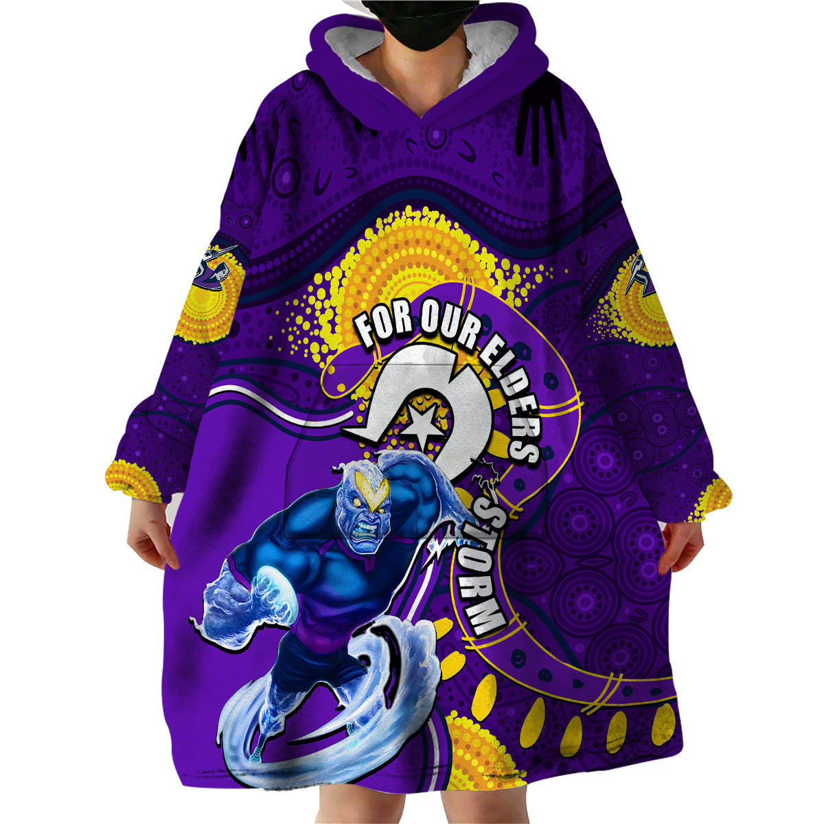 Storm Mascot NRL Wearable Blanket Hoodie NAIDOC - Vibe Hoodie Shop