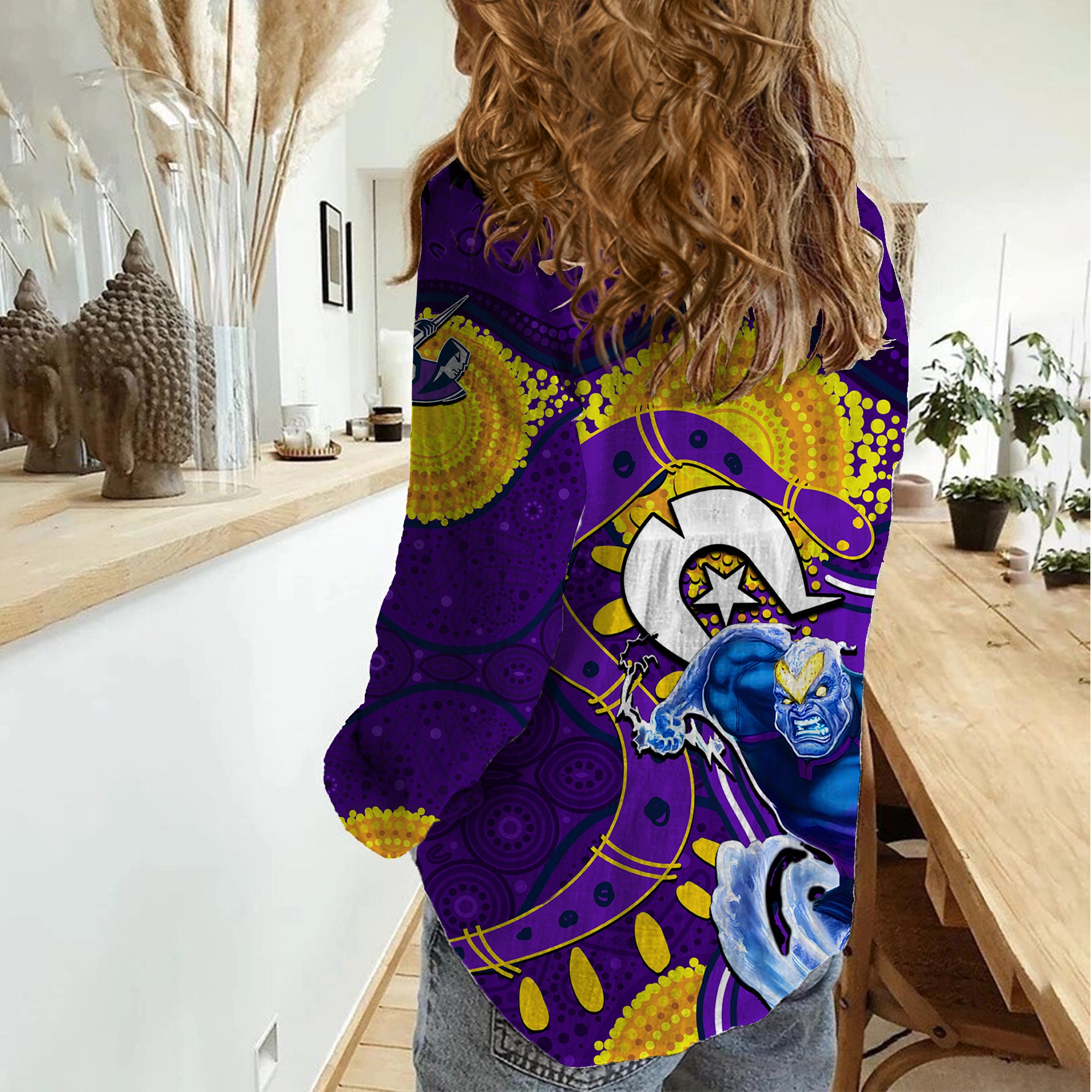 Storm Mascot NRL Women Casual Shirt NAIDOC - Vibe Hoodie Shop