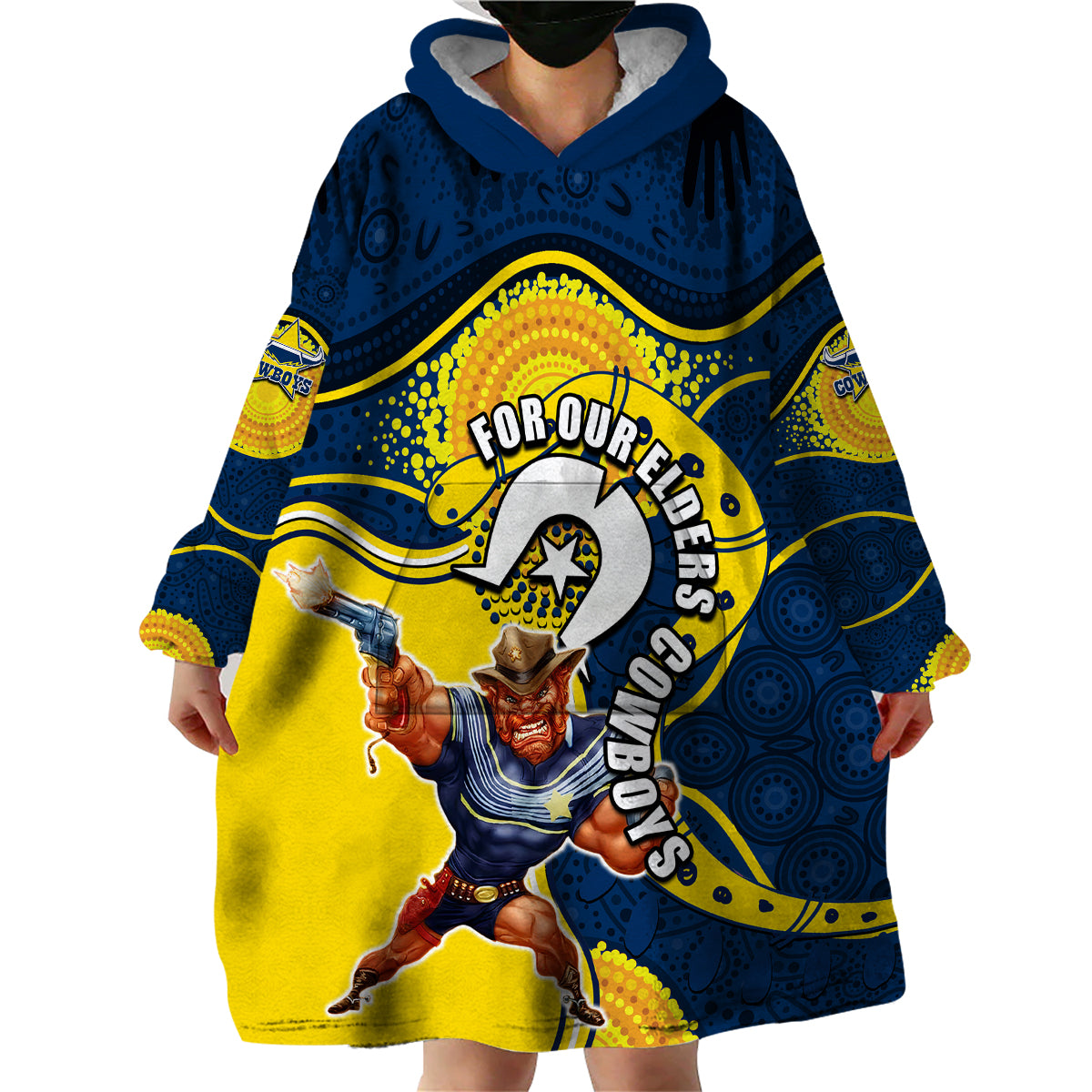 Cowboys Mascot NRL Wearable Blanket Hoodie NAIDOC - Vibe Hoodie Shop