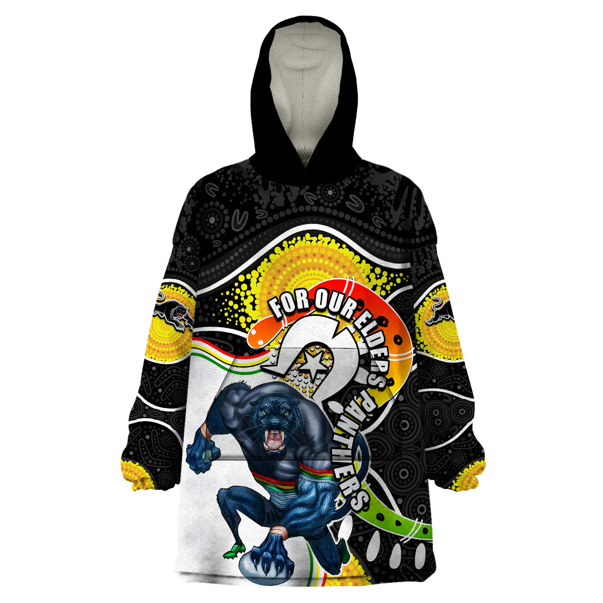 Panthers Mascot NRL Wearable Blanket Hoodie NAIDOC - Vibe Hoodie Shop