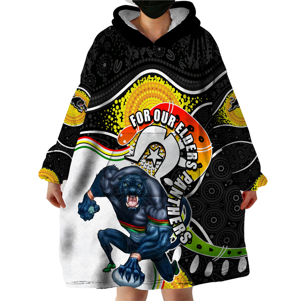 Panthers Mascot NRL Wearable Blanket Hoodie NAIDOC - Vibe Hoodie Shop