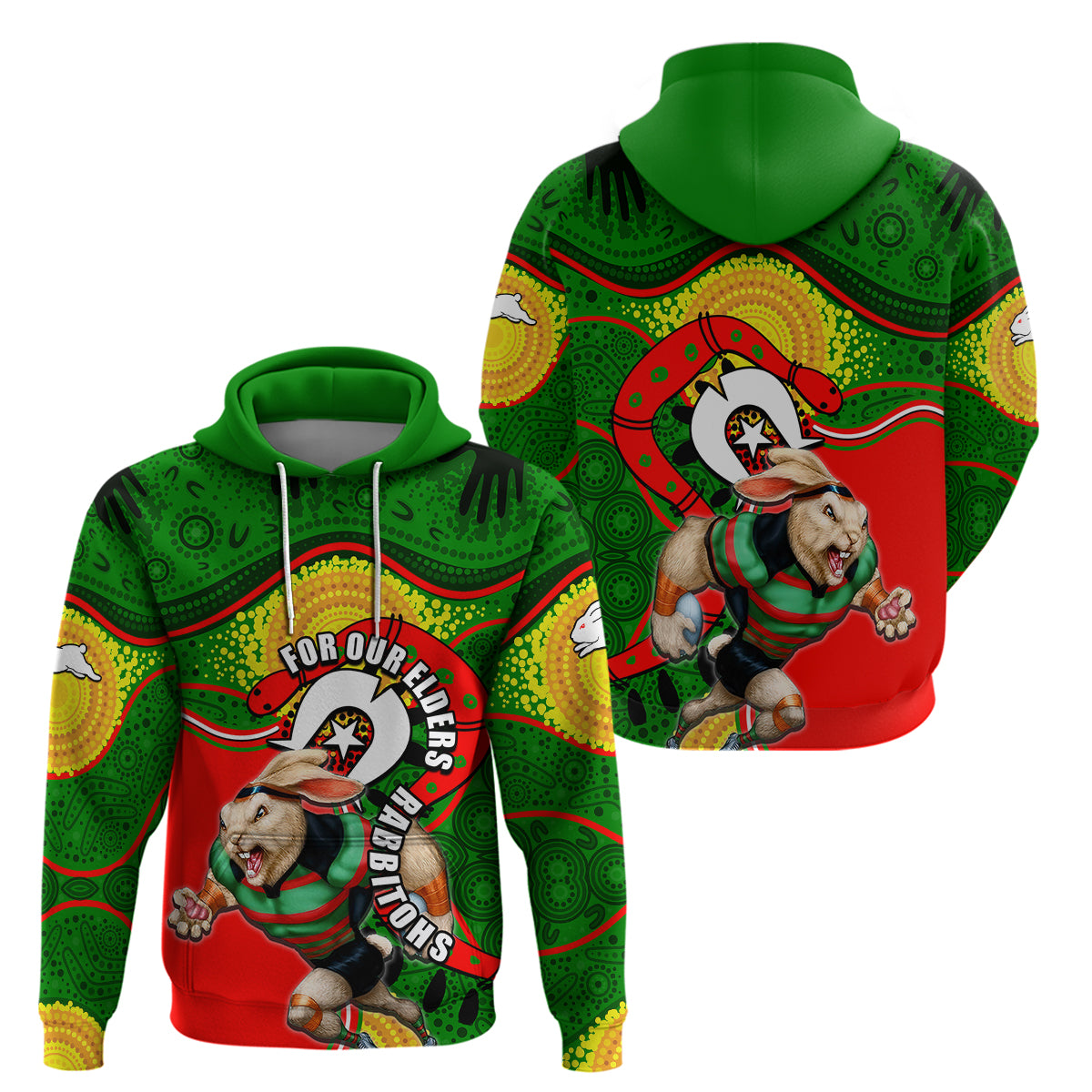 Rabbitohs Mascot NRL Hoodie NAIDOC LT6 - Vibe Hoodie Shop
