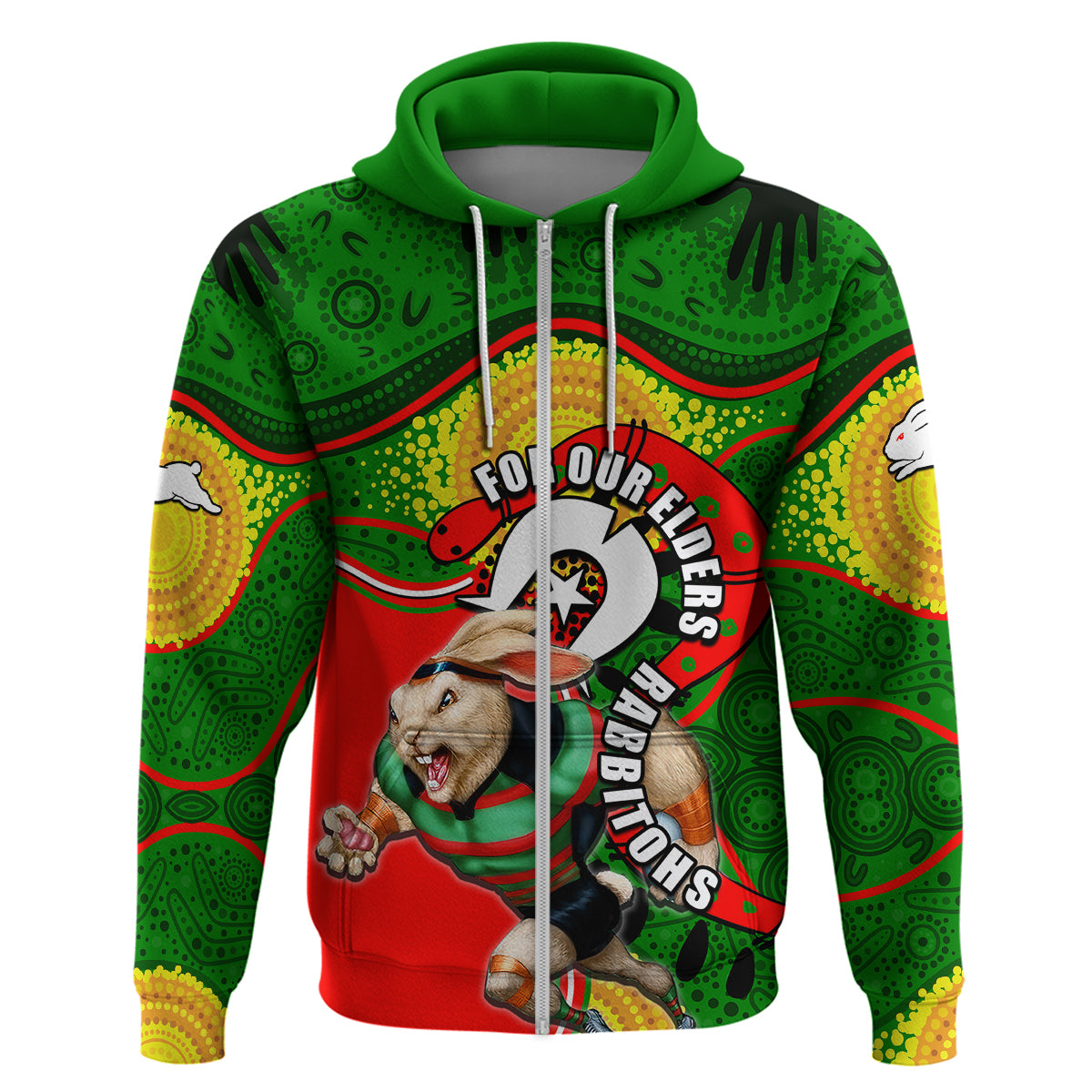 Rabbitohs Mascot NRL Hoodie NAIDOC LT6 - Vibe Hoodie Shop