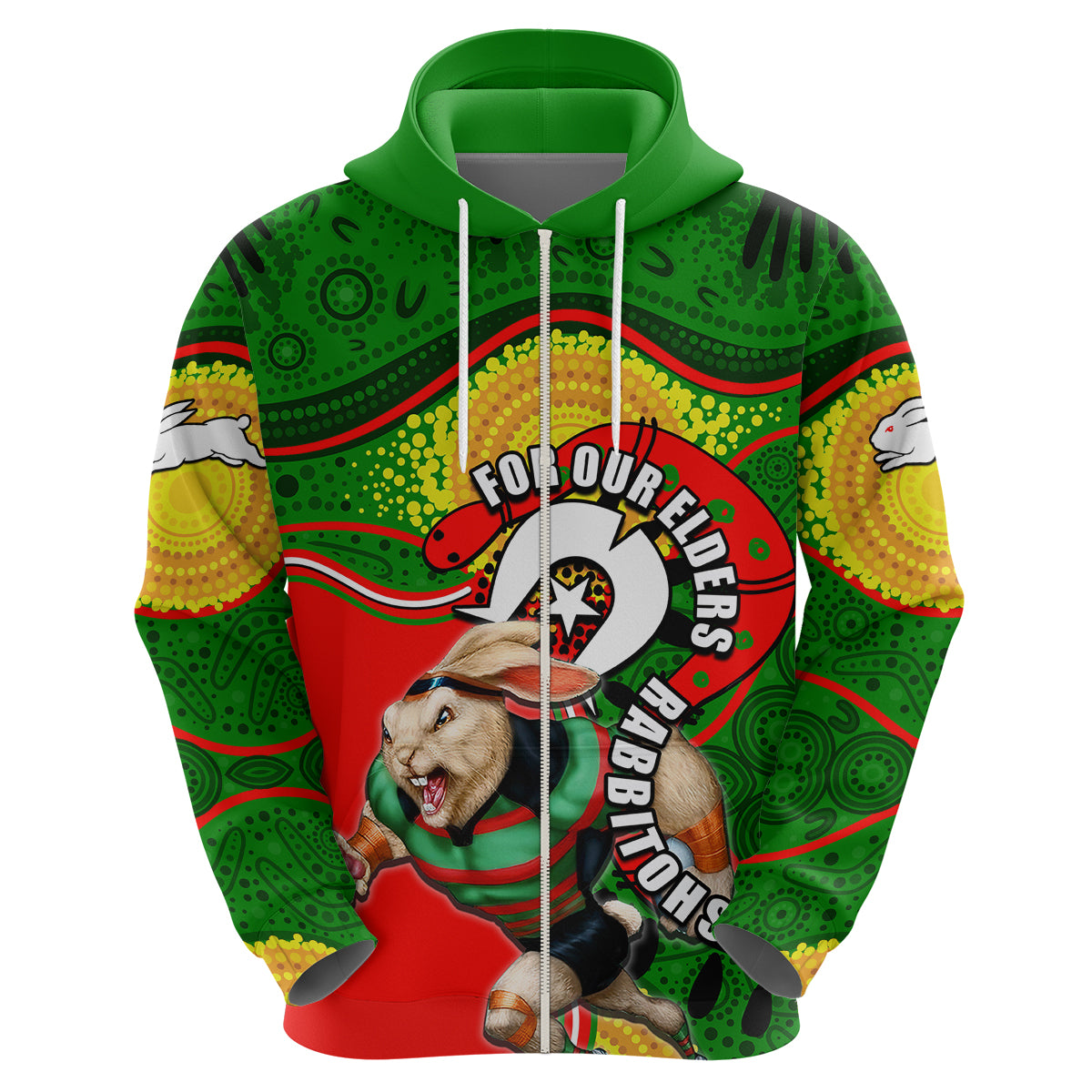 Rabbitohs Mascot NRL Hoodie NAIDOC LT6 - Vibe Hoodie Shop