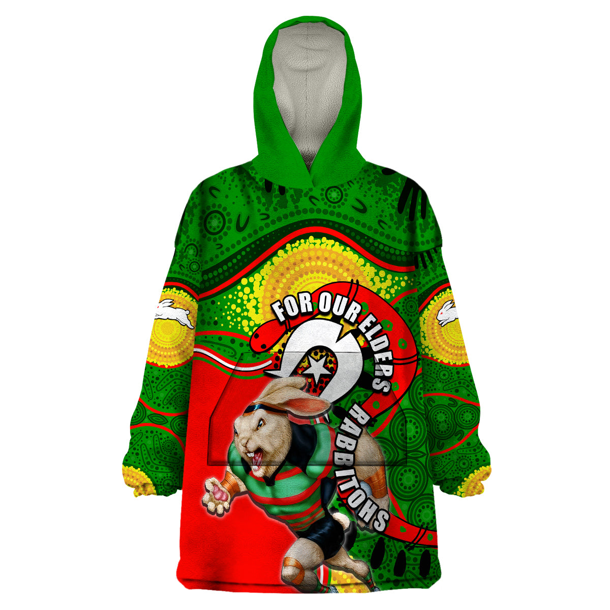 Rabbitohs Mascot NRL Wearable Blanket Hoodie NAIDOC - Vibe Hoodie Shop