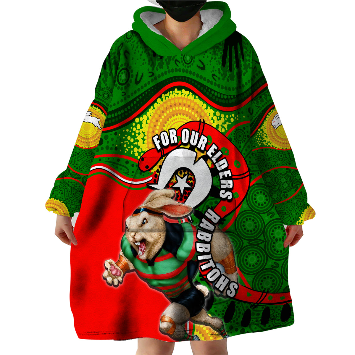 Rabbitohs Mascot NRL Wearable Blanket Hoodie NAIDOC - Vibe Hoodie Shop