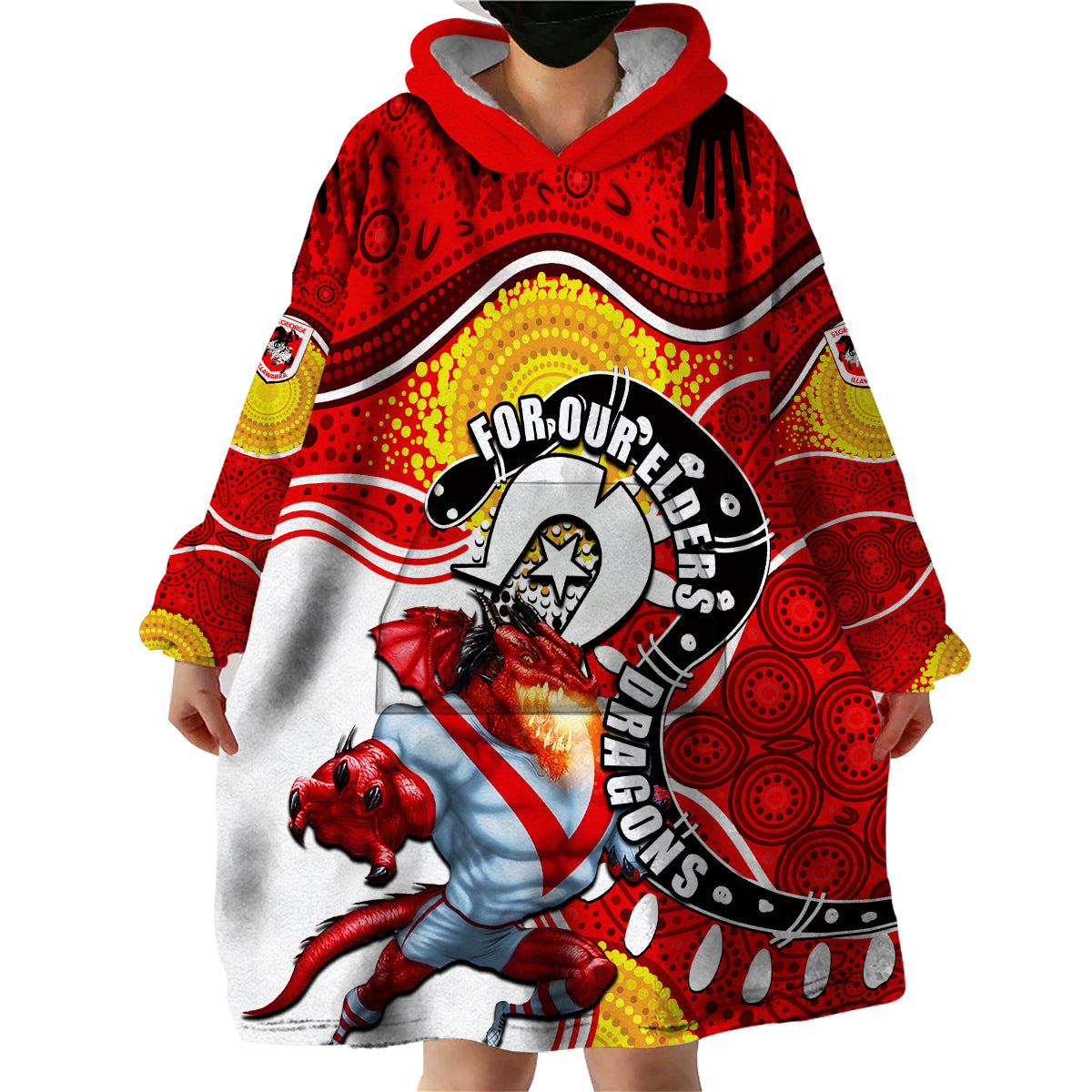 Dragons Mascot NRL Wearable Blanket Hoodie NAIDOC - Vibe Hoodie Shop