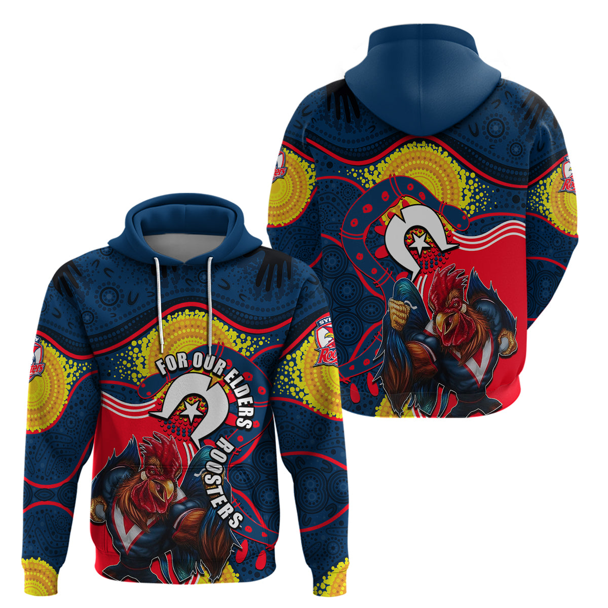 Roosters Mascot NRL Hoodie NAIDOC LT6 - Vibe Hoodie Shop