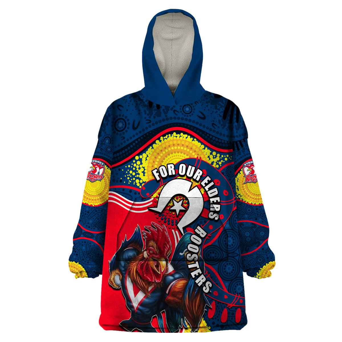 Roosters Mascot NRL Wearable Blanket Hoodie NAIDOC - Vibe Hoodie Shop