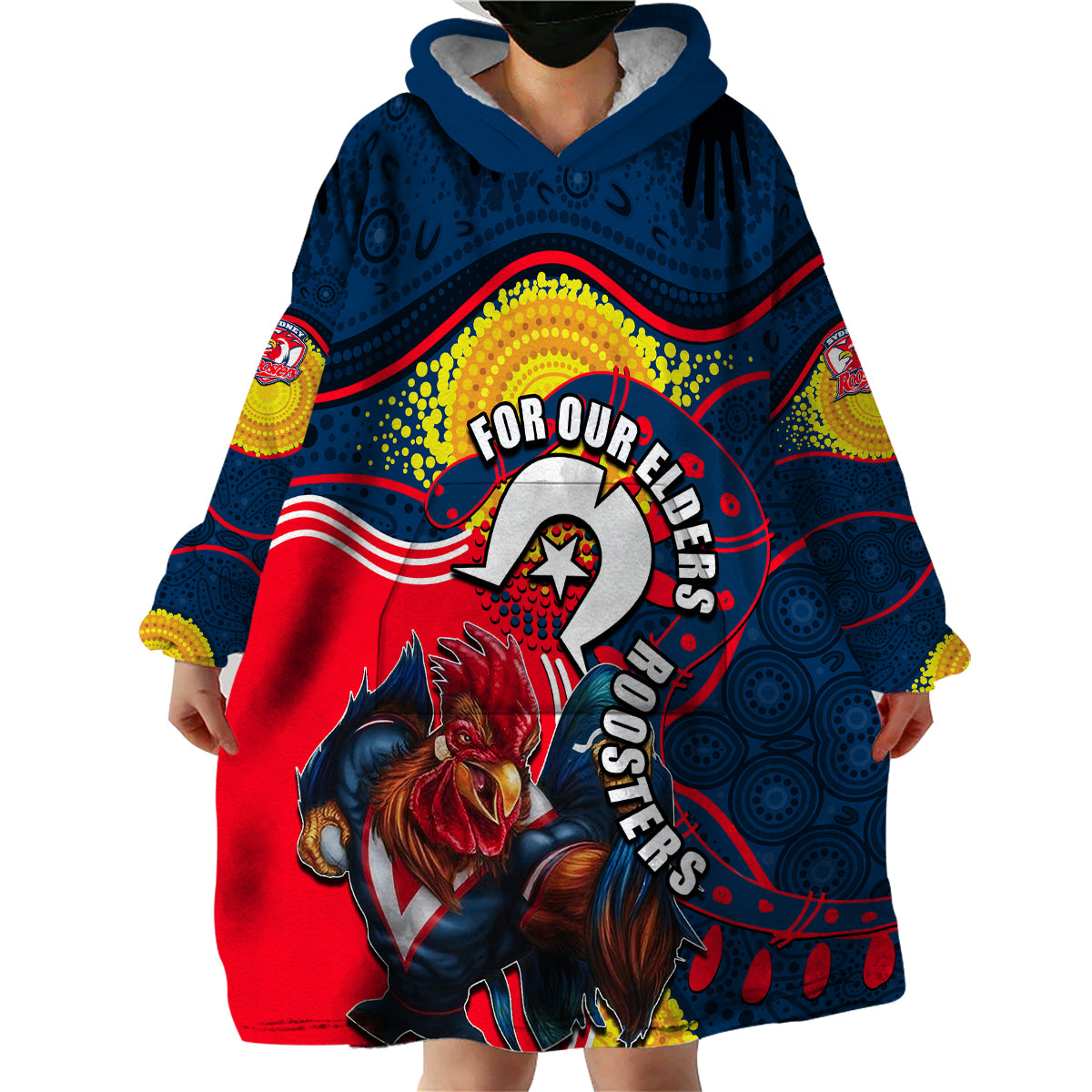 Roosters Mascot NRL Wearable Blanket Hoodie NAIDOC - Vibe Hoodie Shop