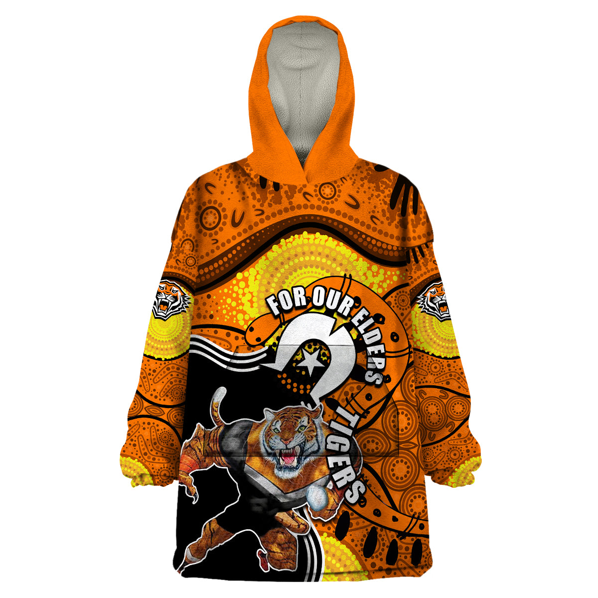 Tigers Mascot NRL Wearable Blanket Hoodie NAIDOC - Vibe Hoodie Shop