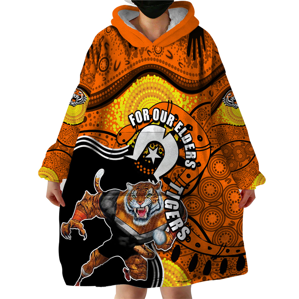 Tigers Mascot NRL Wearable Blanket Hoodie NAIDOC - Vibe Hoodie Shop