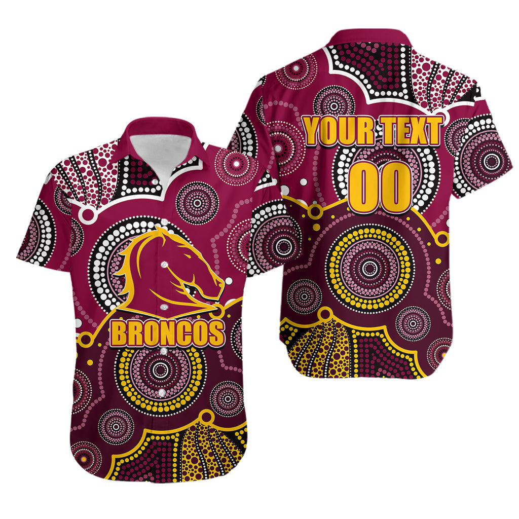 (Custom Personalised And Number) Broncos NRL Hawaiian Shirt Aboriginal Patterns - Vibe Hoodie Shop