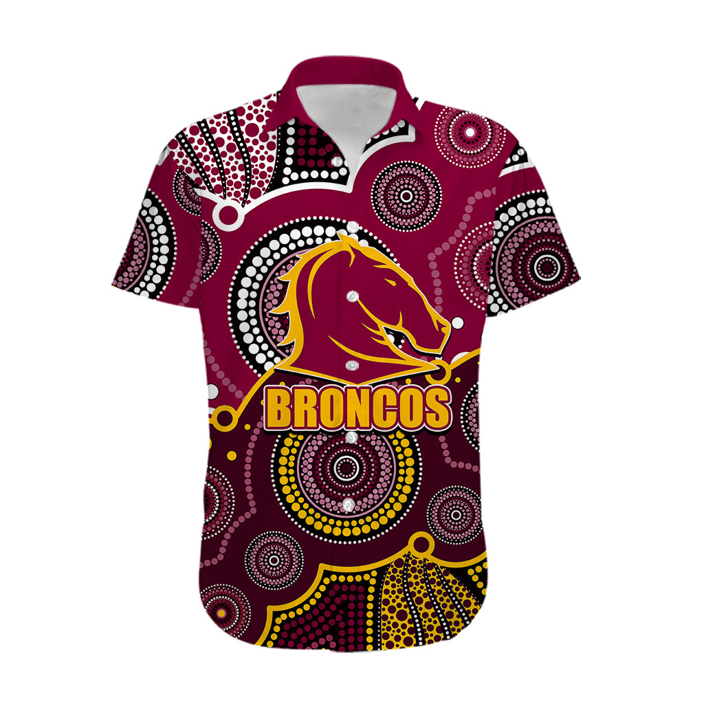 (Custom Personalised And Number) Broncos NRL Hawaiian Shirt Aboriginal Patterns - Vibe Hoodie Shop