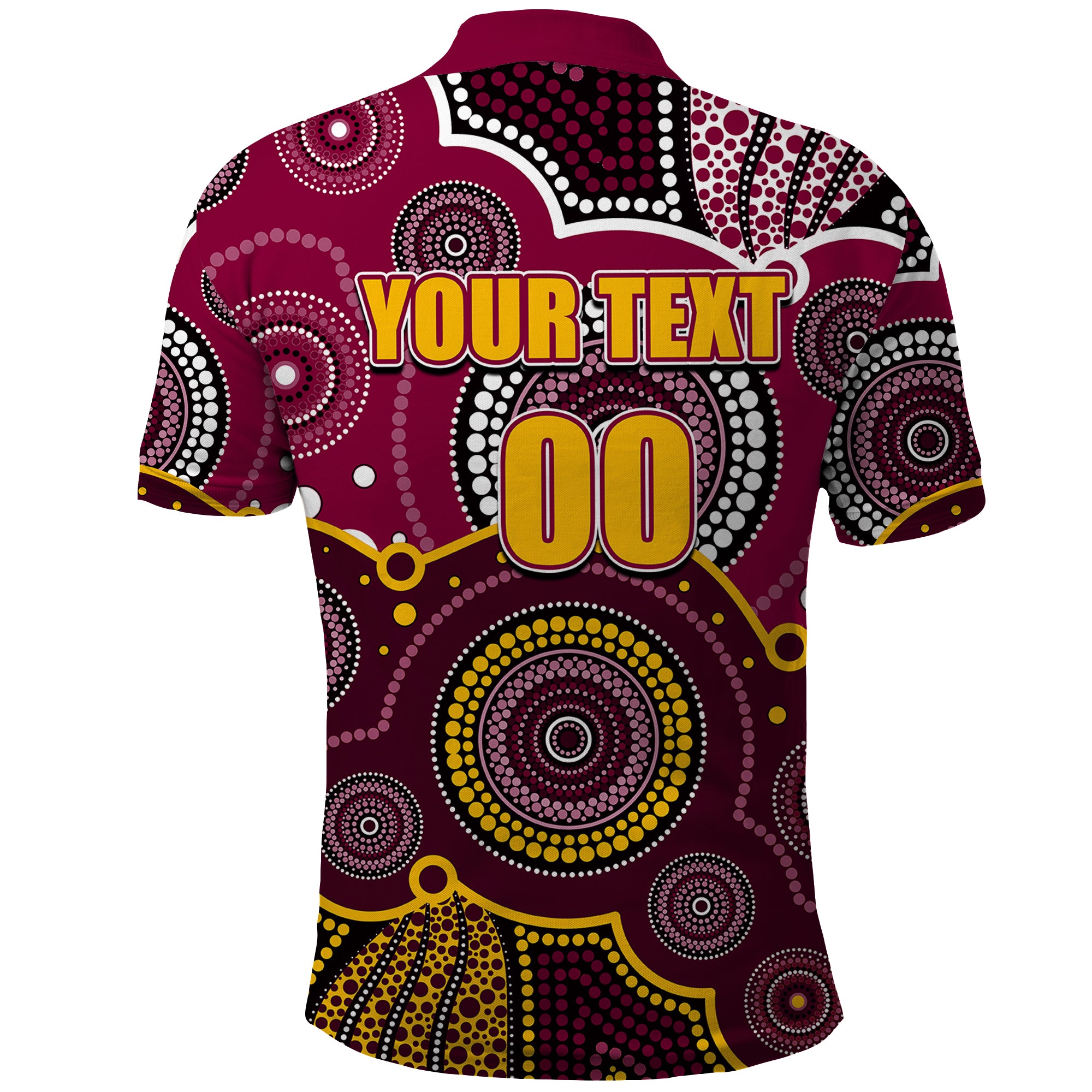 (Custom Personalised And Number) Broncos NRL Polo Shirt Aboriginal Patterns - Vibe Hoodie Shop