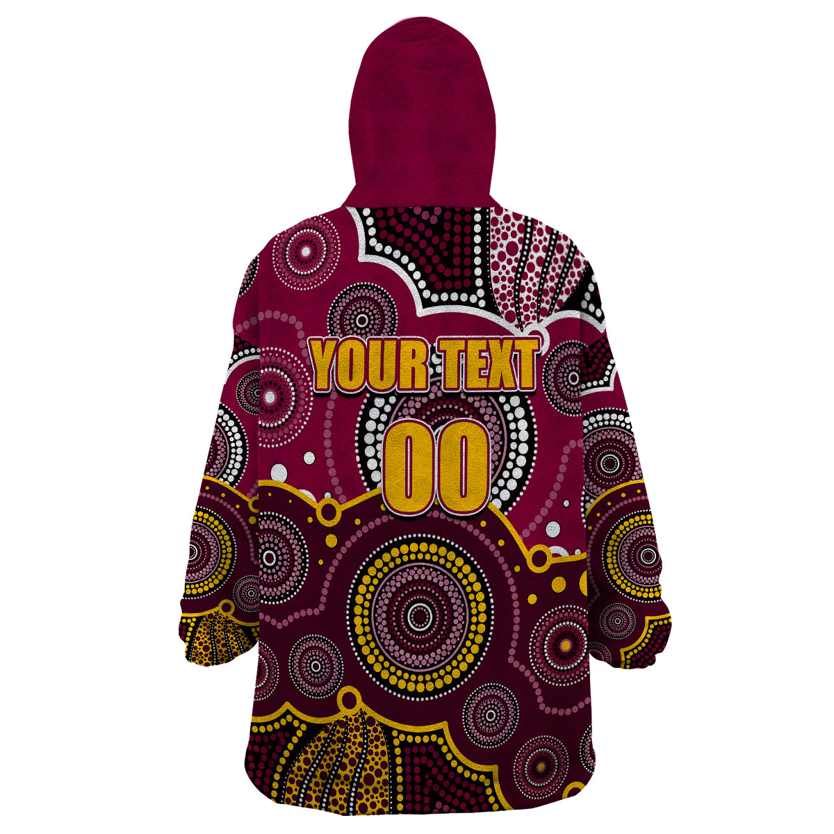 (Custom Personalised And Number) Broncos NRL Wearable Blanket Hoodie Aboriginal Patterns - Vibe Hoodie Shop