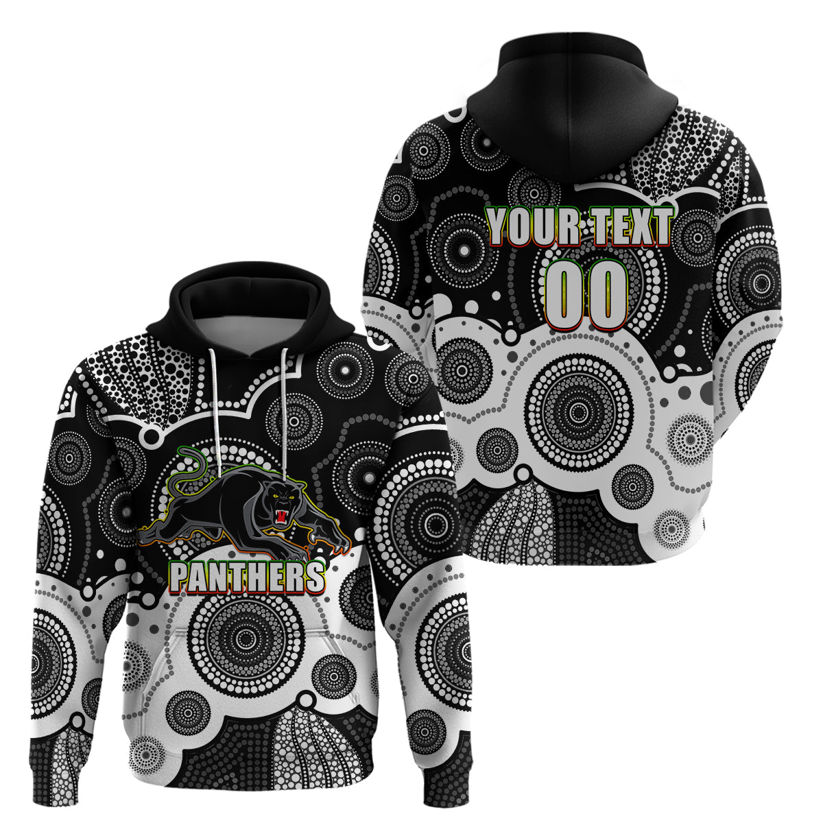 (Custom Personalised And Number) Panthers NRL Hoodie Aboriginal Patterns LT6 - Vibe Hoodie Shop