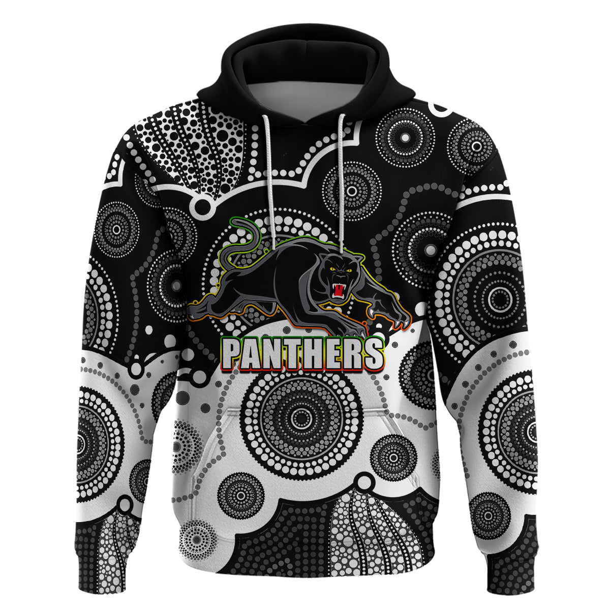 (Custom Personalised And Number) Panthers NRL Hoodie Aboriginal Patterns LT6 - Vibe Hoodie Shop
