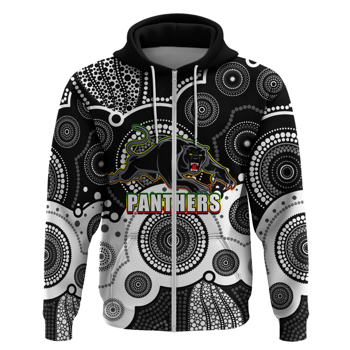(Custom Personalised And Number) Panthers NRL Hoodie Aboriginal Patterns LT6 - Vibe Hoodie Shop