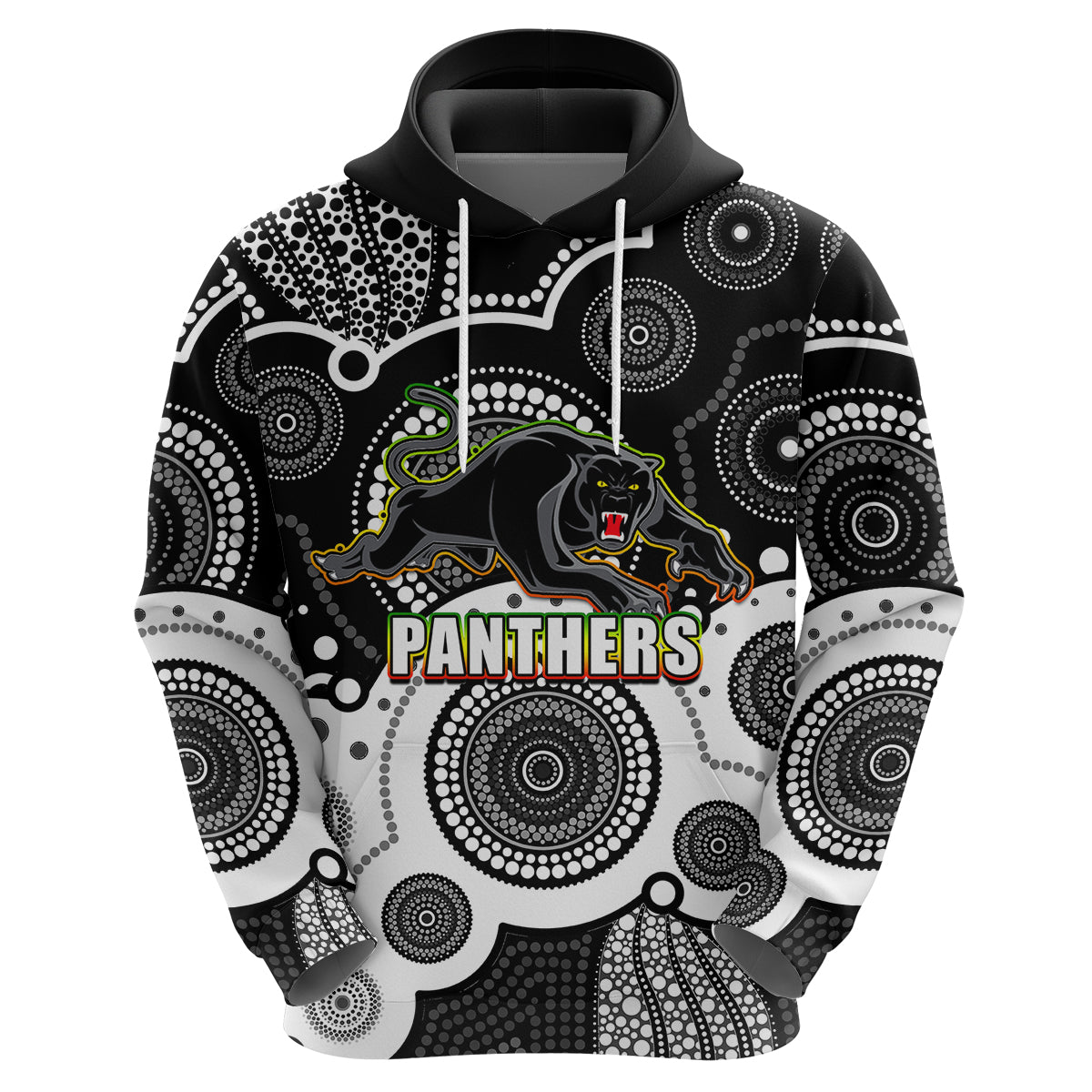 (Custom Personalised And Number) Panthers NRL Hoodie Aboriginal Patterns LT6 - Vibe Hoodie Shop