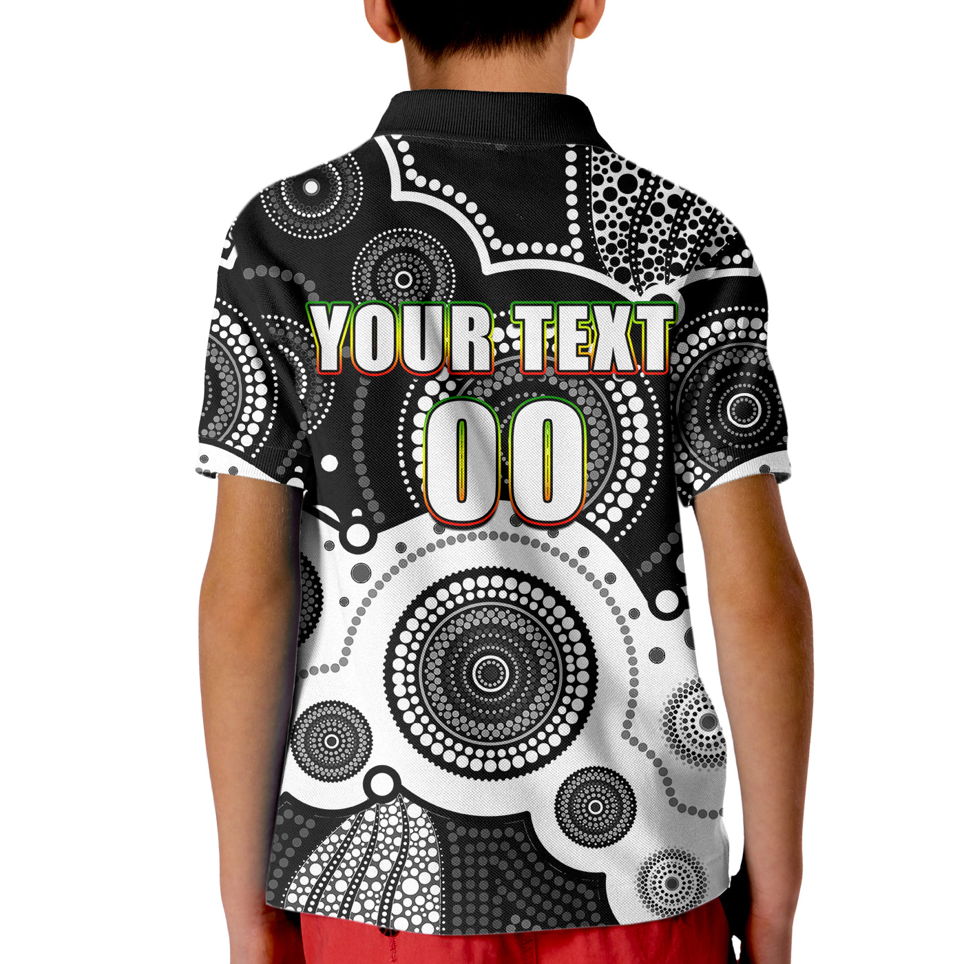 (Custom Personalised And Number) Panthers NRL Kid Polo Shirt Aboriginal Patterns - Vibe Hoodie Shop