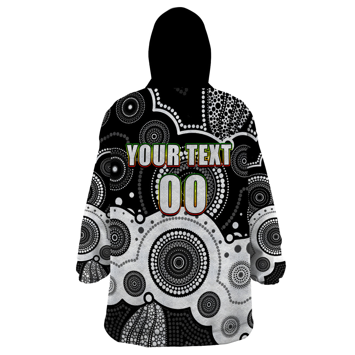 (Custom Personalised And Number) Panthers NRL Wearable Blanket Hoodie Aboriginal Patterns - Vibe Hoodie Shop