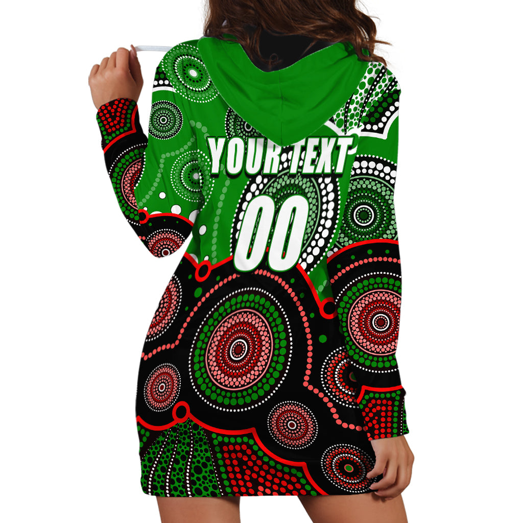 (Custom Personalised And Number) Rabbitohs NRL Hoodie Dress Aboriginal Patterns - Vibe Hoodie Shop