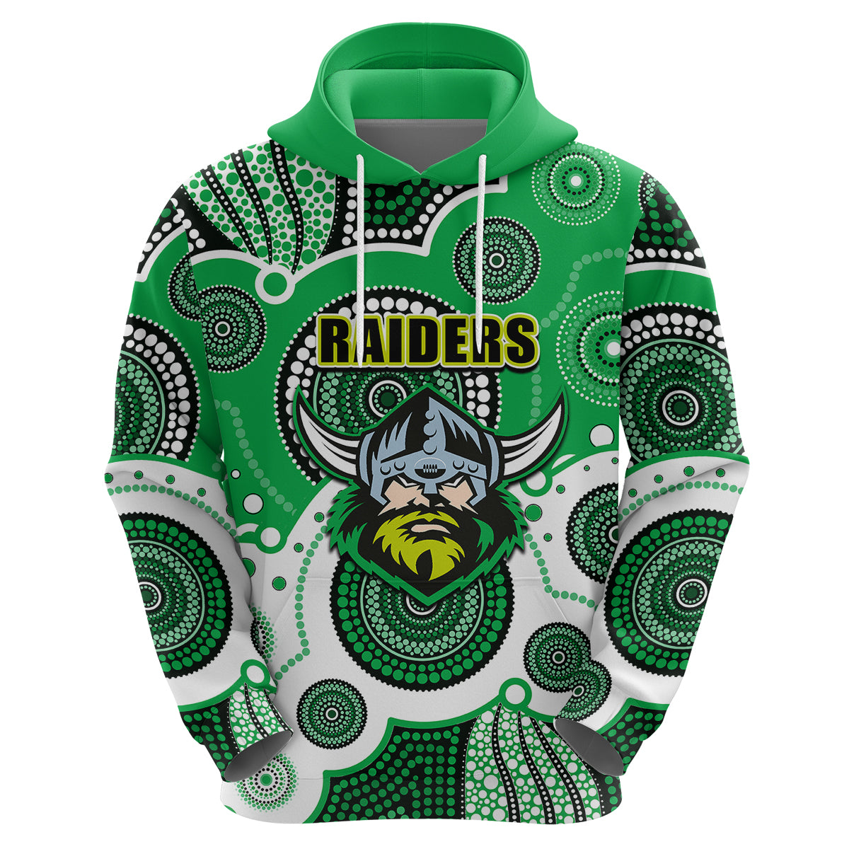 (Custom Personalised And Number) Raiders NRL Hoodie Aboriginal Patterns LT6 - Vibe Hoodie Shop
